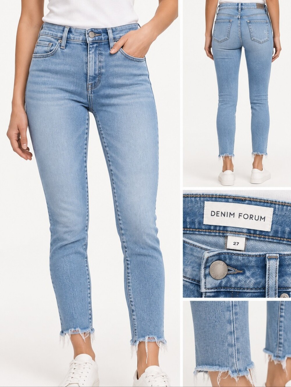 Denim Forum Women's Light Blue High-Rise Skinny Jeans Size 27